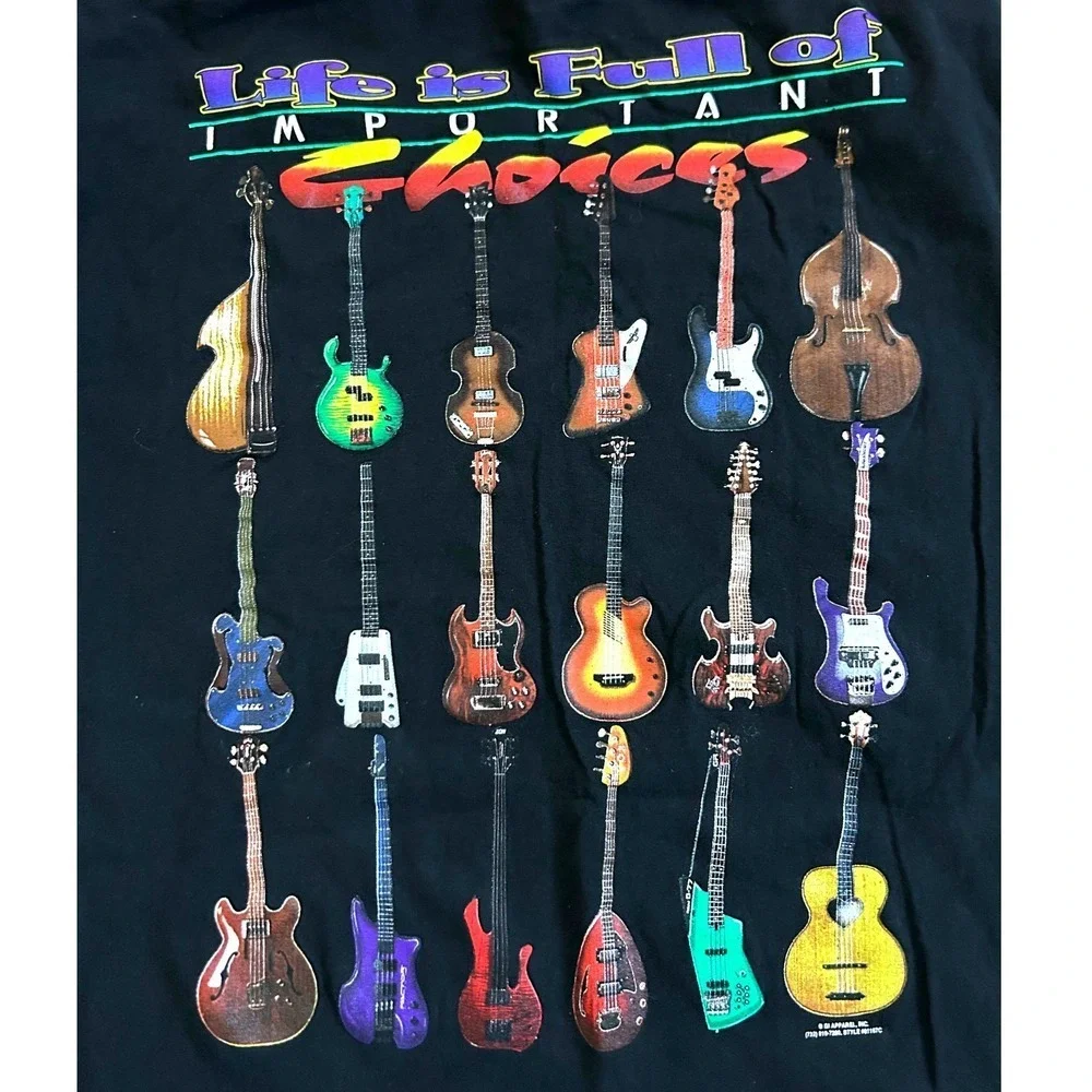 Vintage 90's "Life is Full of Important Choices" Guitar Cotton T-Shirt‎ XXL - Picture 5 of 7